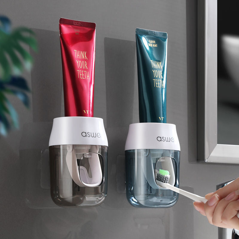 Distributeur automatique de dentifrice mural avec porte-brosses | AKSIORA
