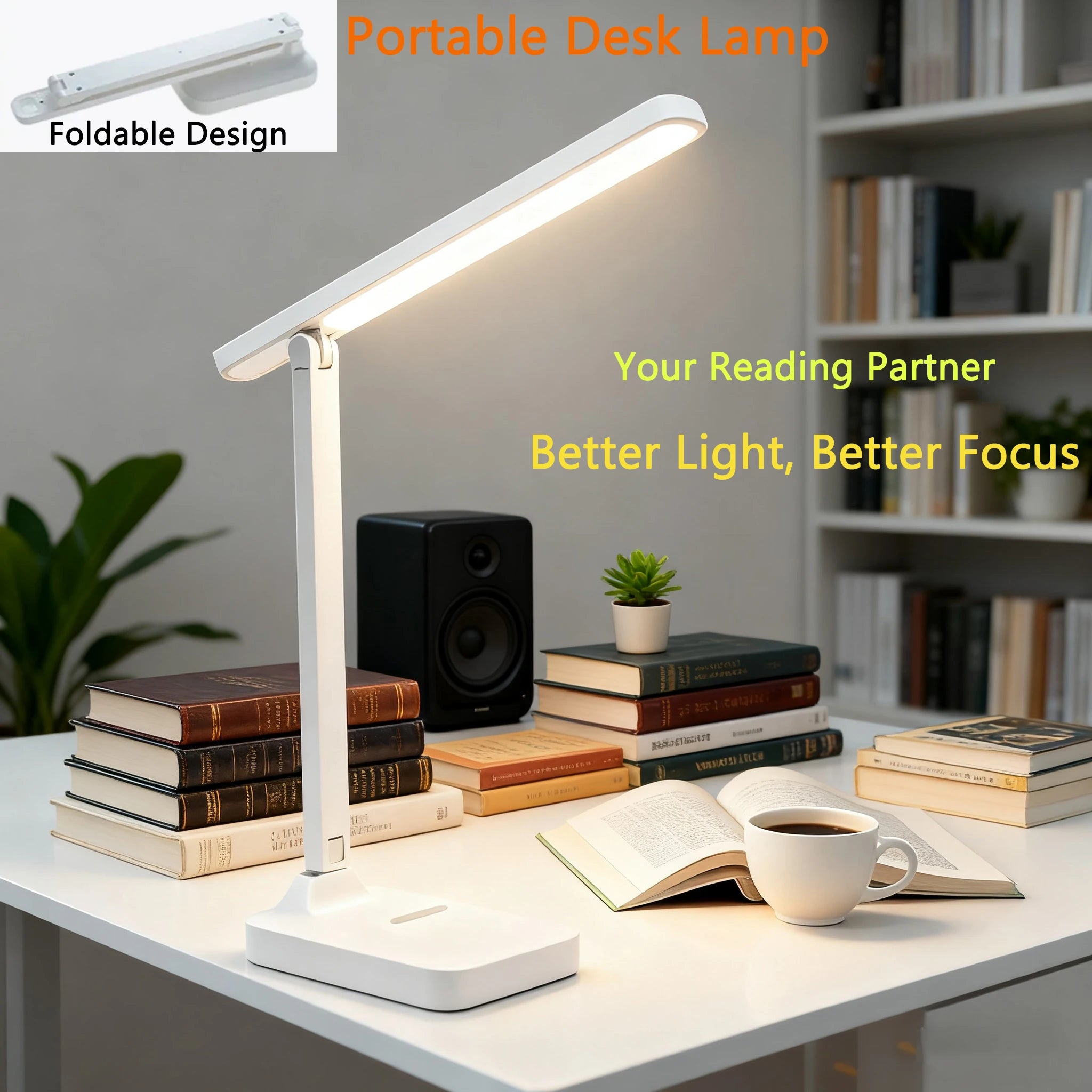 Lampe de bureau LED pliable et rechargeable – Éclairage réglable