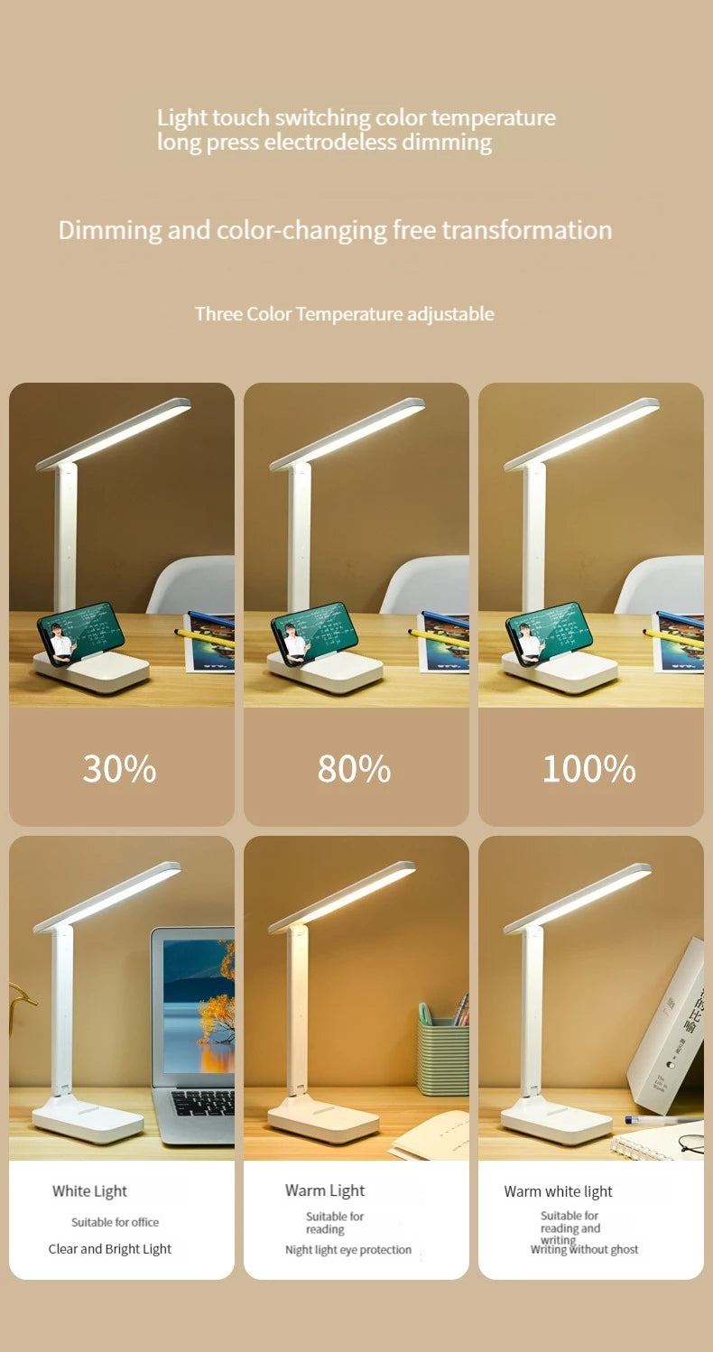 Lampe de bureau LED pliable et rechargeable – Éclairage réglable