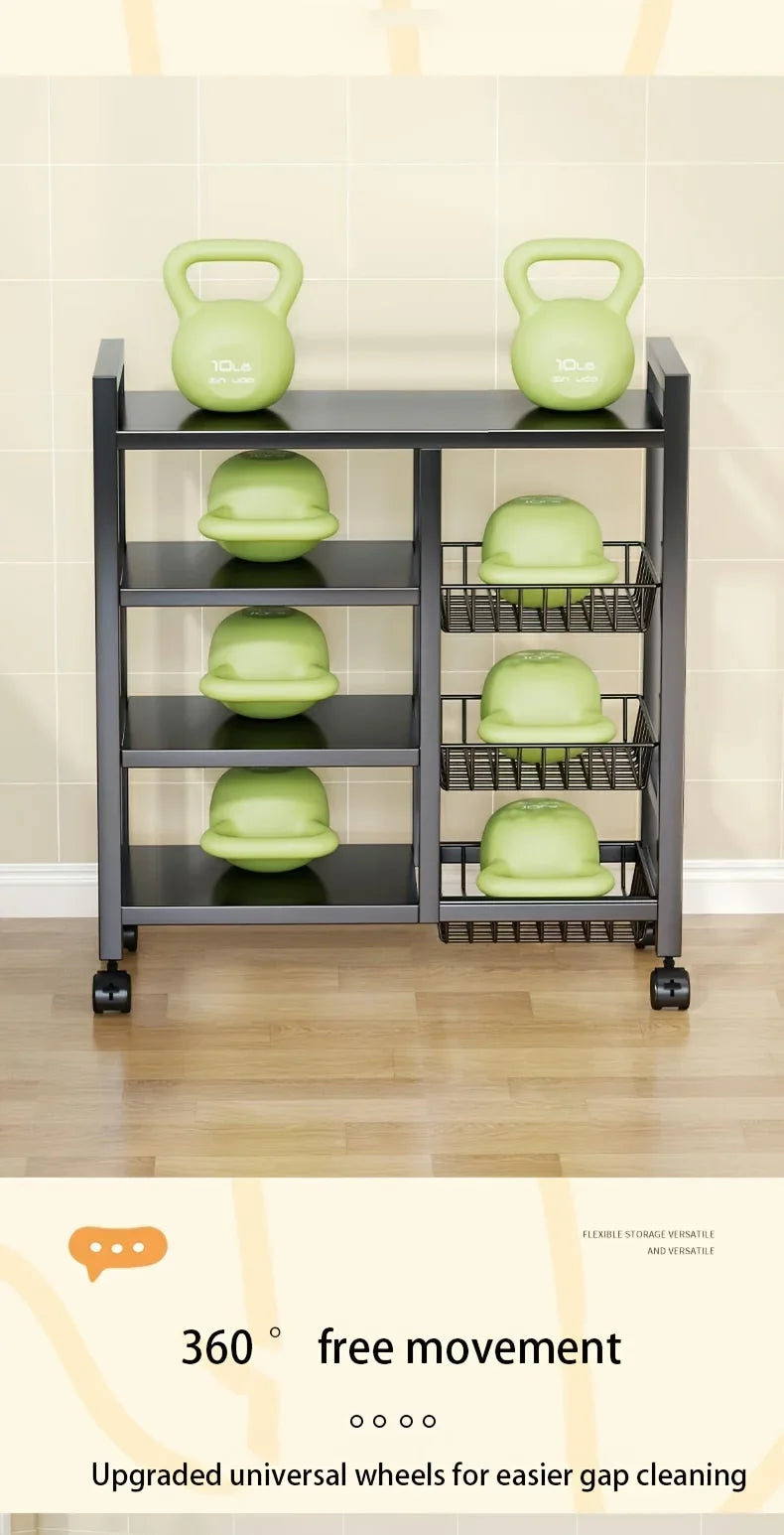 Étagère de rangement mobile 4 niveaux avec 3 paniers – Cuisine et maison
