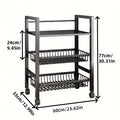 Étagère de rangement mobile 4 niveaux avec 3 paniers – Cuisine et maison