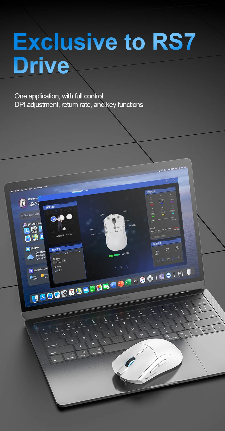 Souris gaming sans fil RS7 – Bluetooth, rechargeable et haute précision