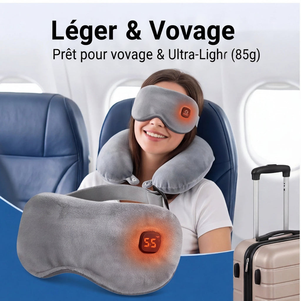 Masque pour les Yeux Chauffant à 3 Niveaux de Température – Compresse Chaude Rechargeable