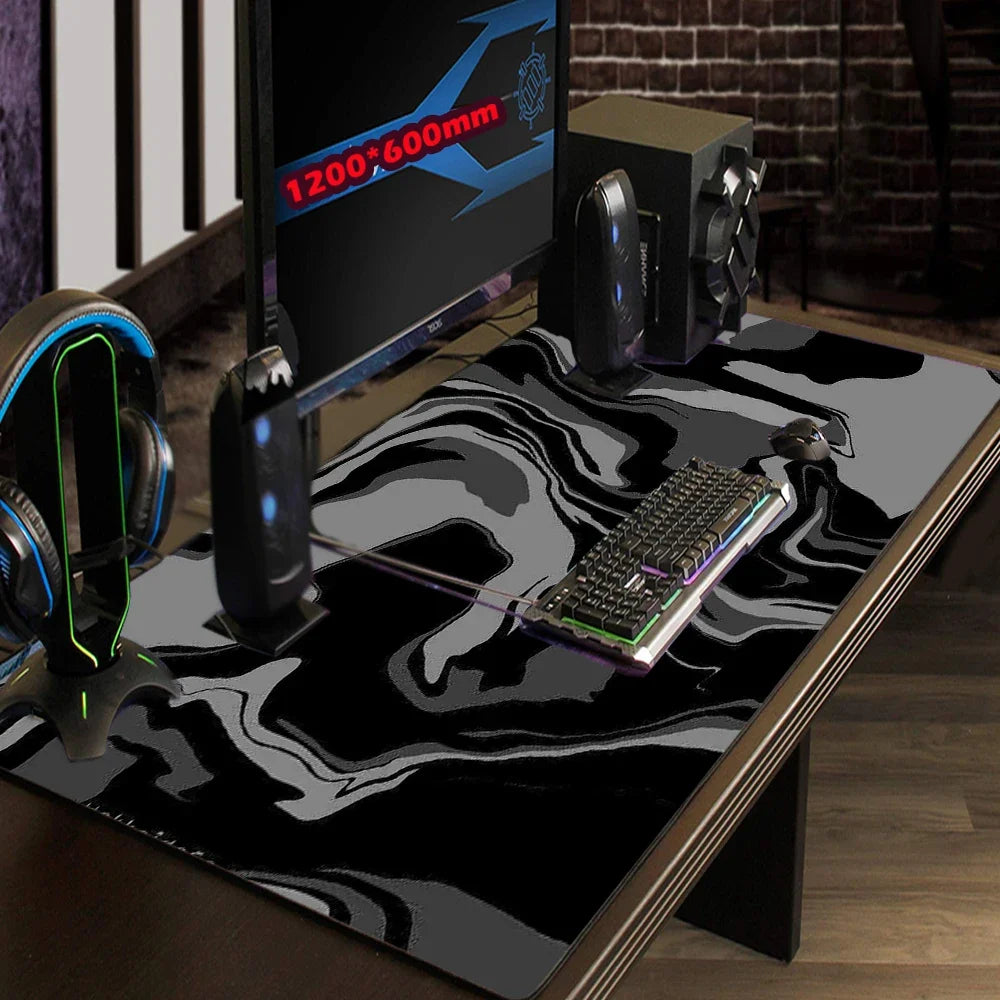 Tapis de bureau XXL Gaming – Design topographique noir