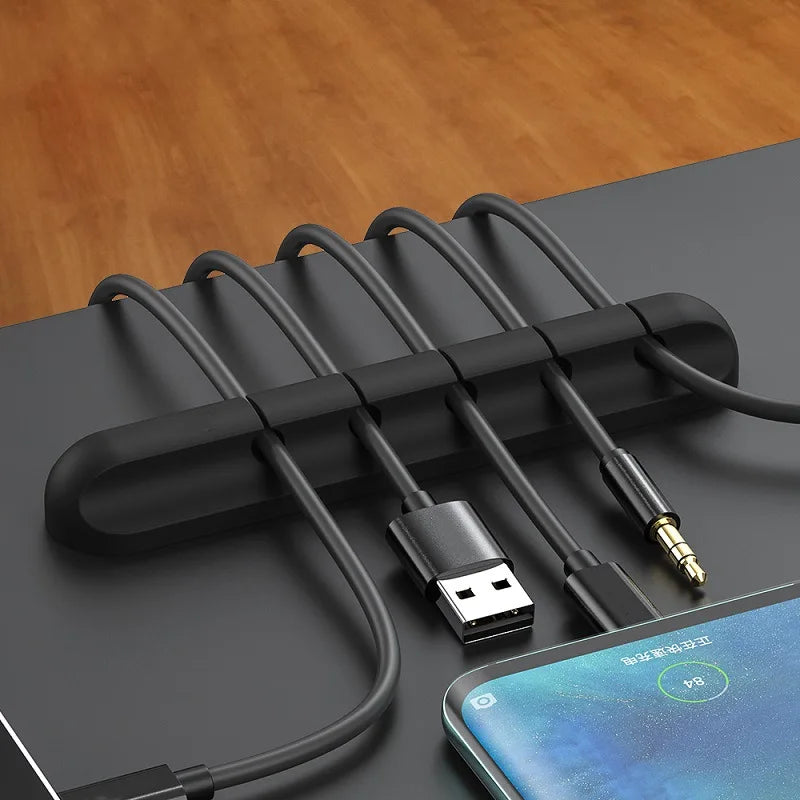Organisateur de câbles en silicone – Support de bureau