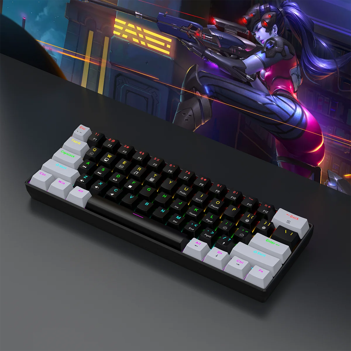 Clavier mécanique gaming compact 60 % RGB filaire | AKSIORA
