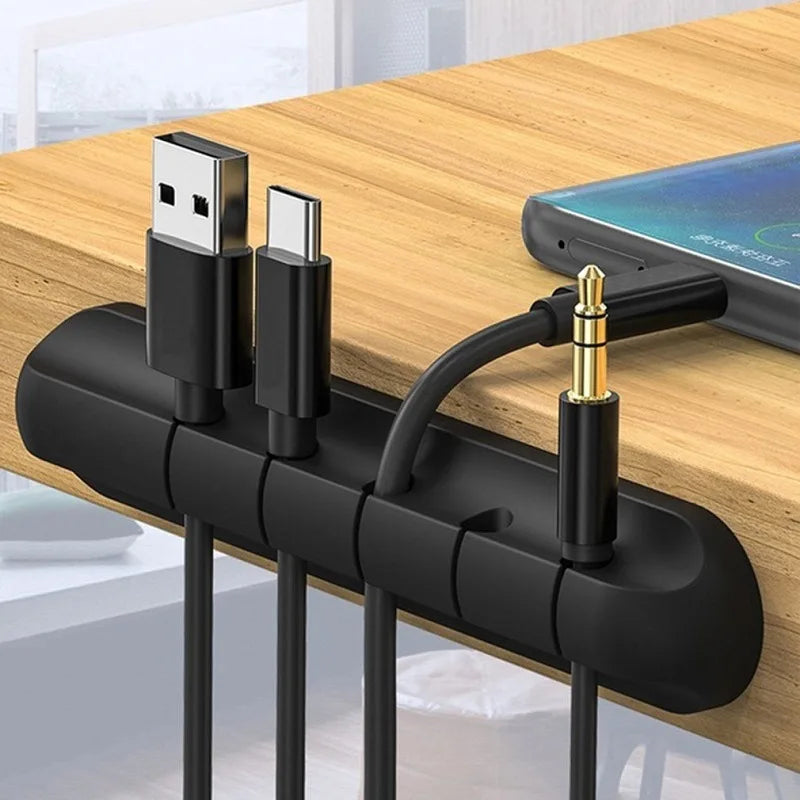 Organisateur de câbles en silicone – Support de bureau