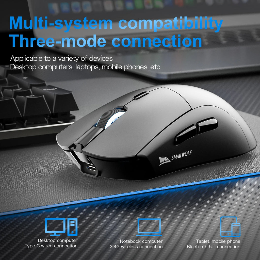 Souris gaming sans fil RS7 – Bluetooth, rechargeable et haute précision