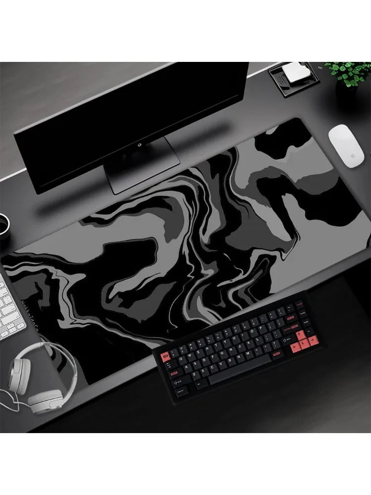 Tapis de bureau XXL Gaming – Design topographique noir