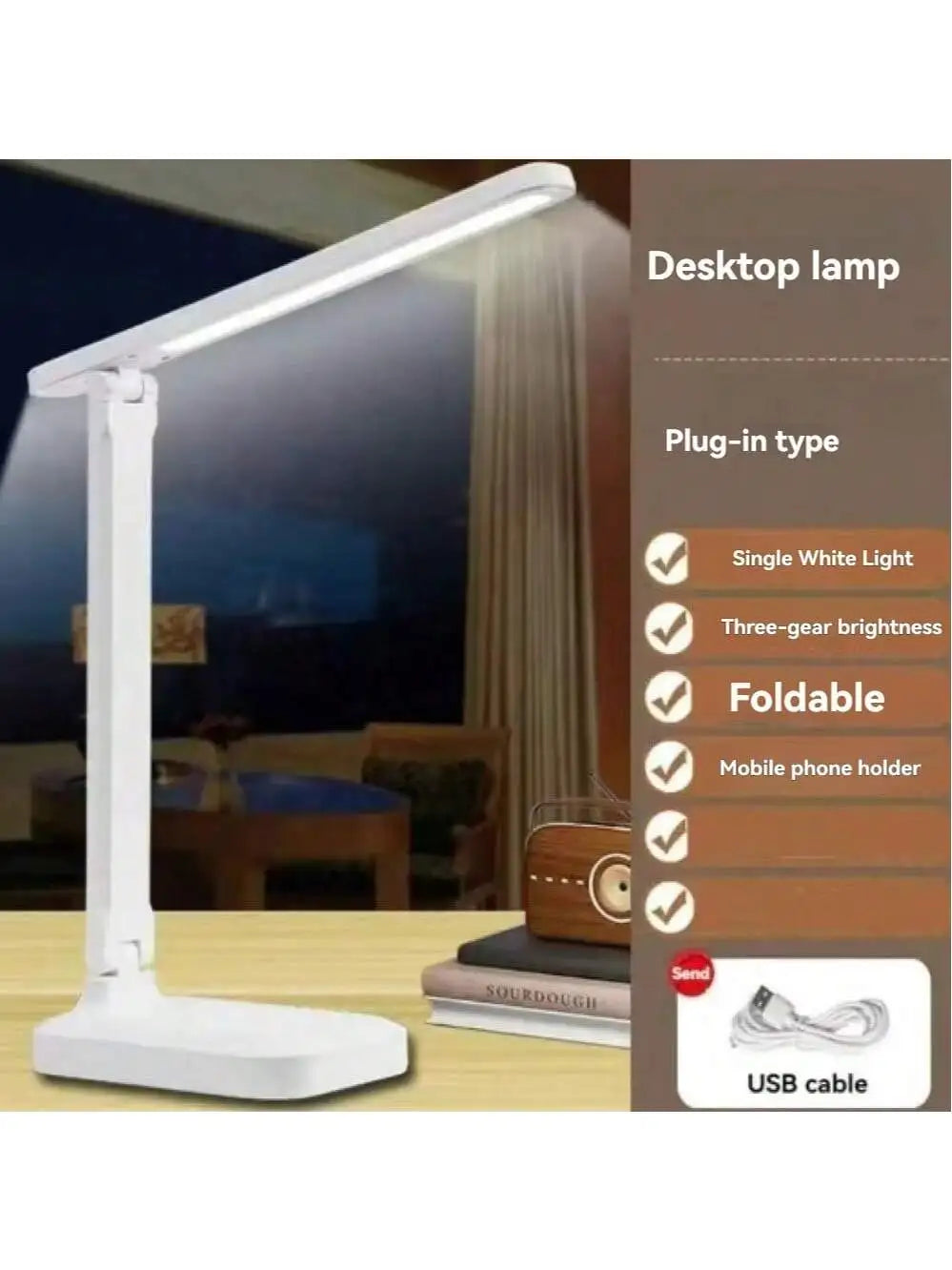 Lampe de bureau LED pliable et rechargeable – Éclairage réglable
