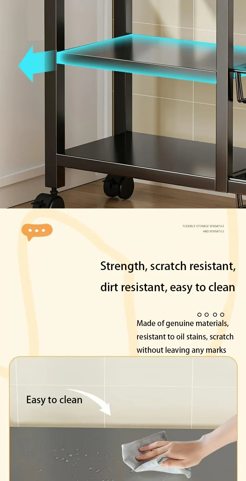 Étagère de rangement mobile 4 niveaux avec 3 paniers – Cuisine et maison