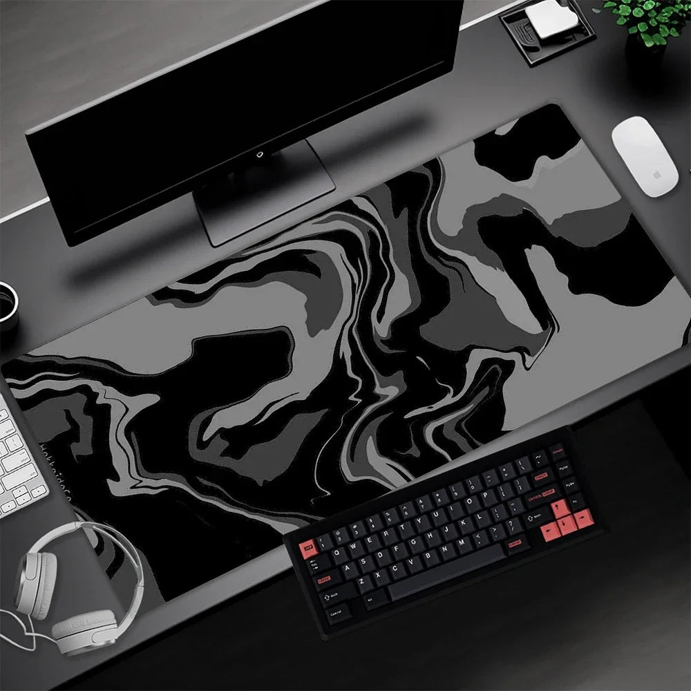 Tapis de bureau XXL Gaming – Design topographique noir