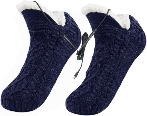 Chaussettes chauffantes en polaire duveteuse USB pour femmes, coussin chauffant pour les pieds d'hiver thermique